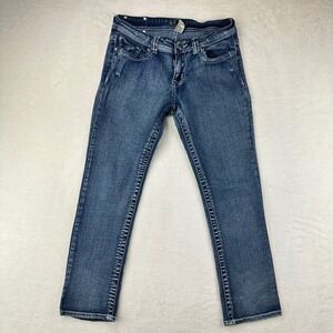 Red Rivet Jeans Womens 9 Slim Fit Blue Embroidered Fleur De Lis Y2K Denim Cotton